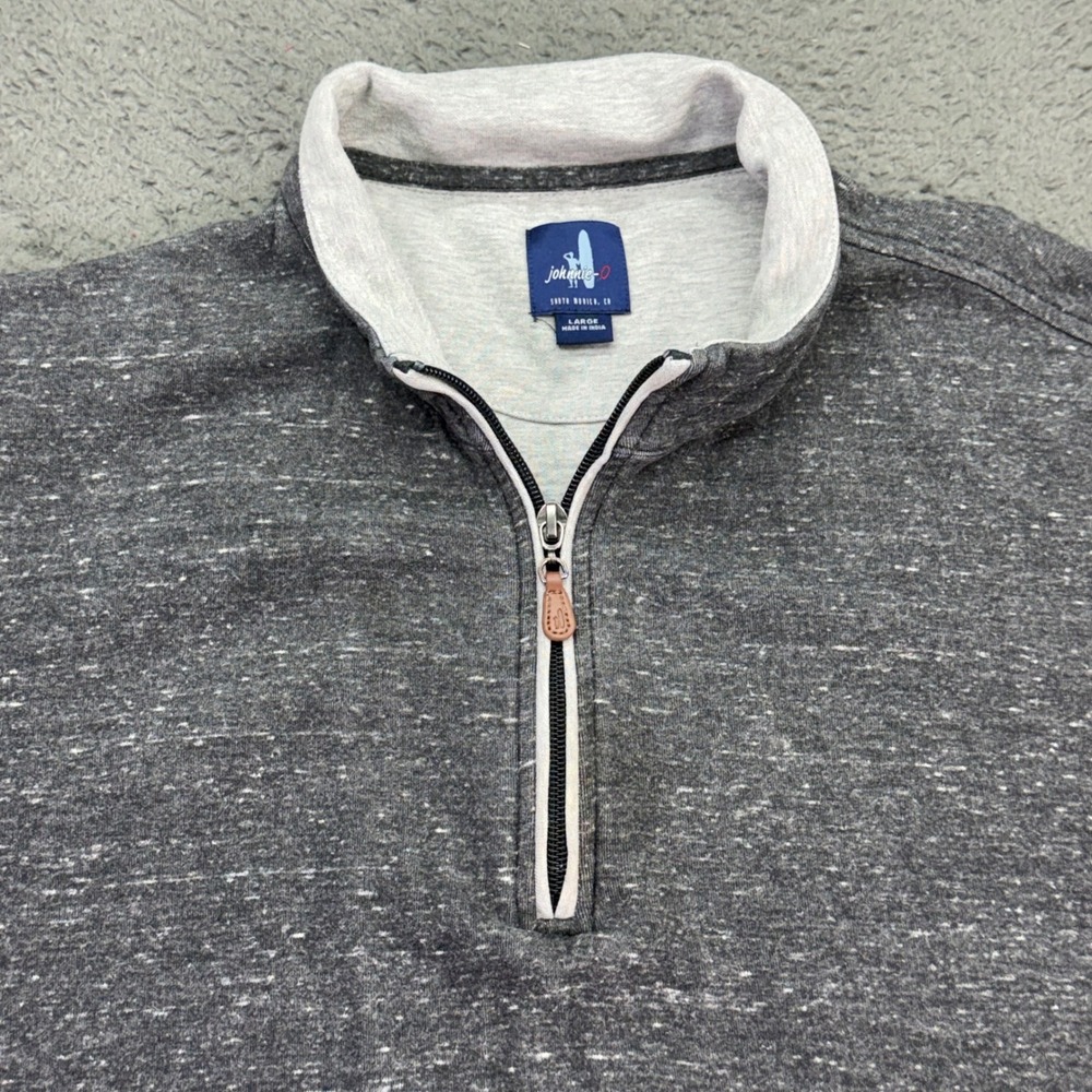 Johnnie-O Quarter Zip Pullover Mens Large Gray Heathered Long Sleeve Mock Neck